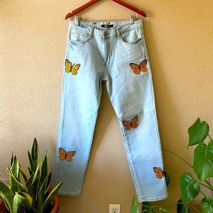 Beautiful y2k style butterfly jeans
